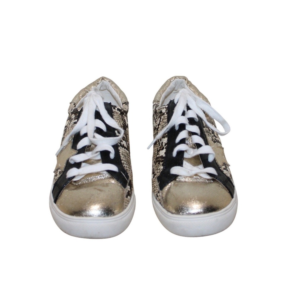 Nature Breeze Golden Glam Snakeskin‎ FAB Metallic Star Sneakers Women 11 - Picture 2 of 7